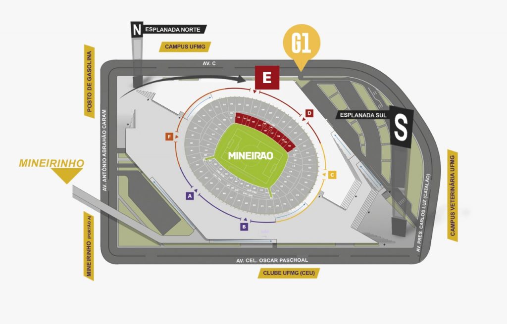 Mapa da localização do feirão no Portão E Mapa da localização do feirão no Portão E