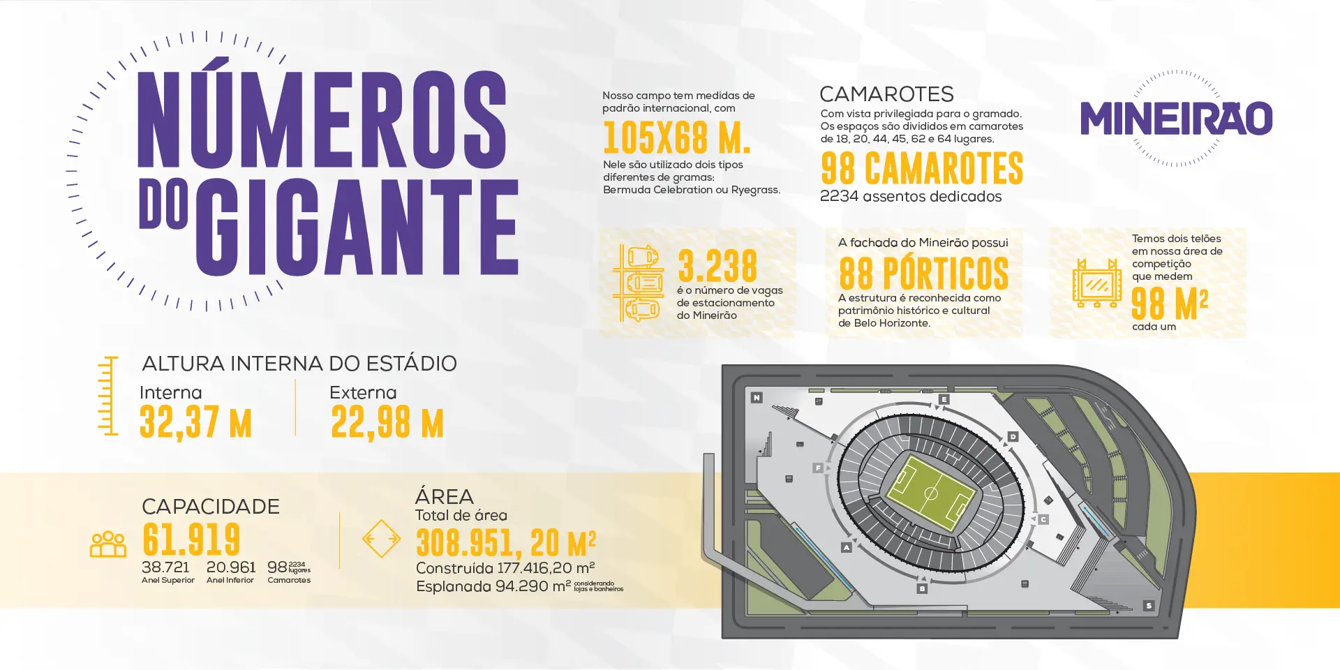 Ilustração com diversos dados do Mineirão